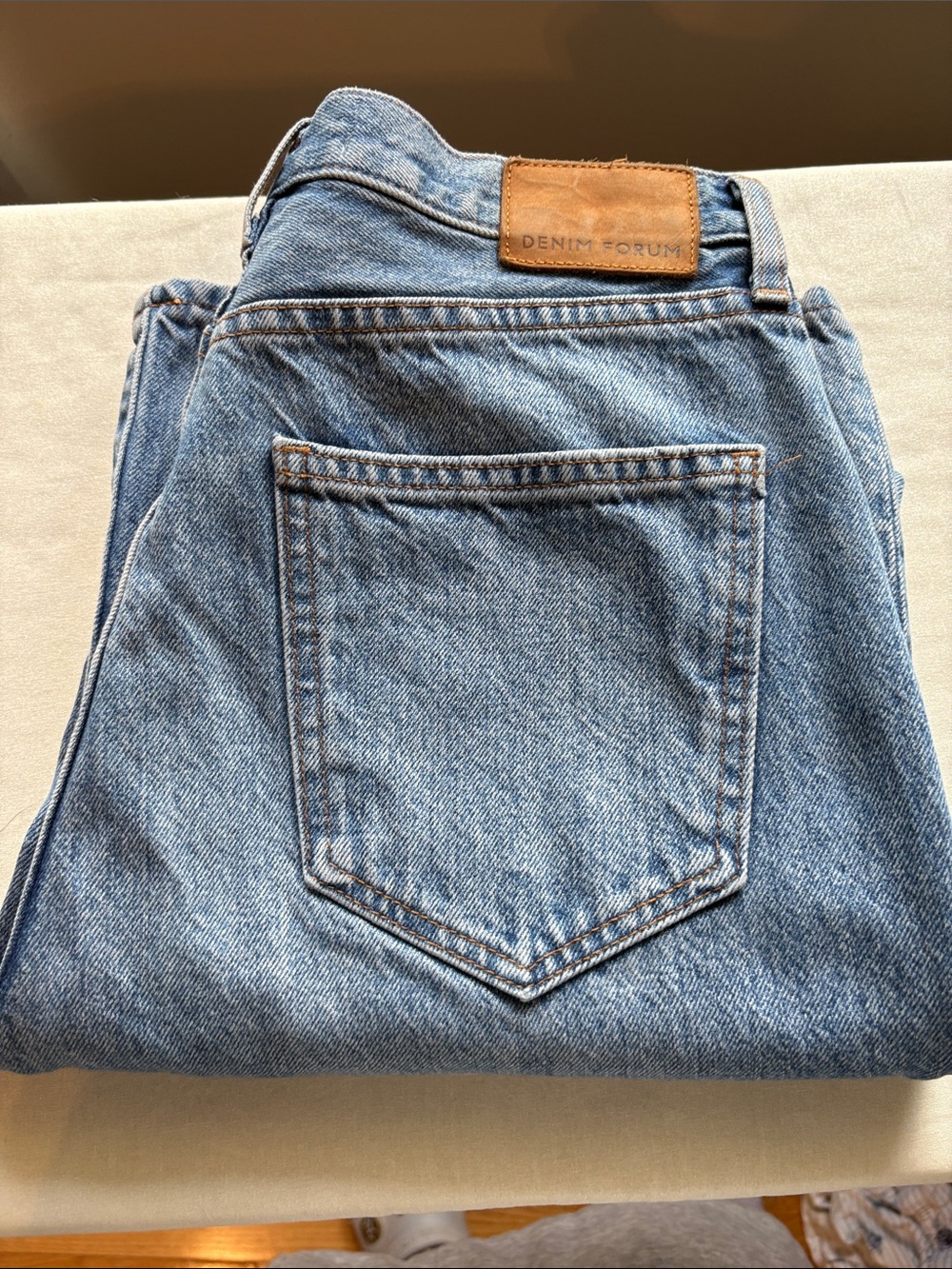 Denim forum high rise Farrah jeans.